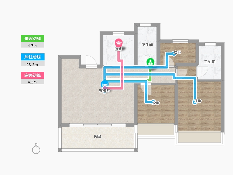 江苏省-苏州市-春风南岸花园-75.60-户型库-动静线