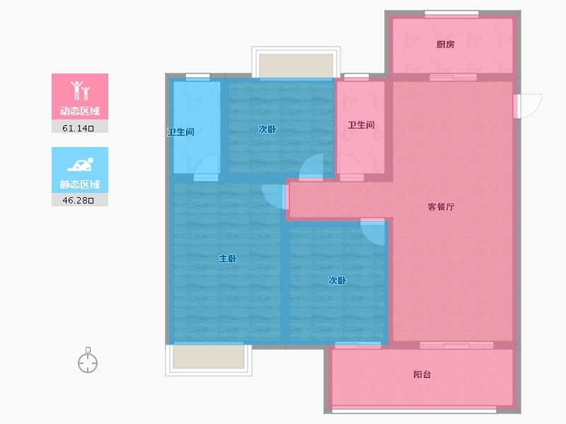 江苏省-淮安市-京师学院里-96.00-户型库-动静分区