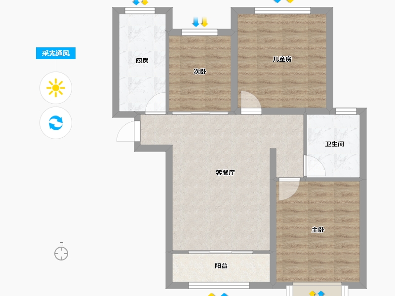 河北省-保定市-长城家园幸福玖里-71.20-户型库-采光通风