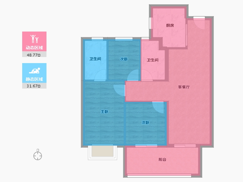 福建省-宁德市-建发书香府邸-72.00-户型库-动静分区