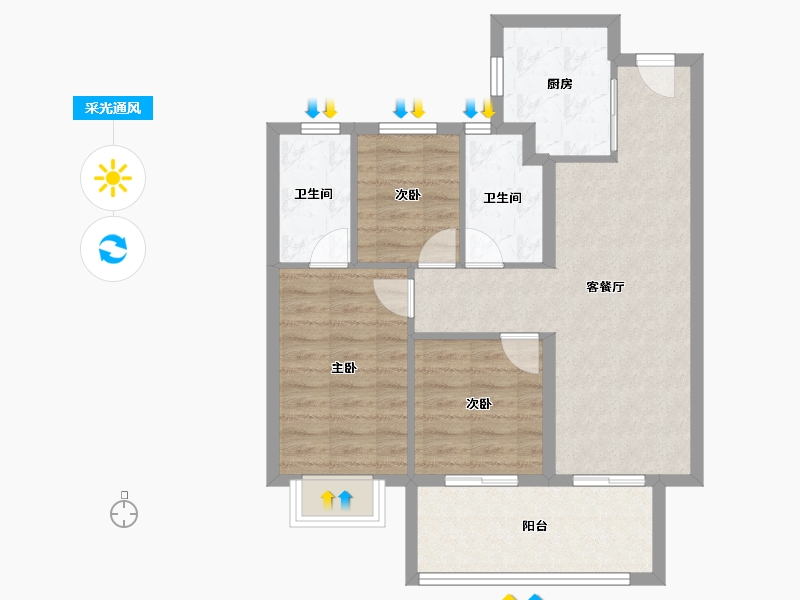 福建省-宁德市-建发书香府邸-72.00-户型库-采光通风