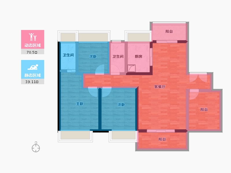 广东省-江门市-保利中央公馆-95.84-户型库-动静分区