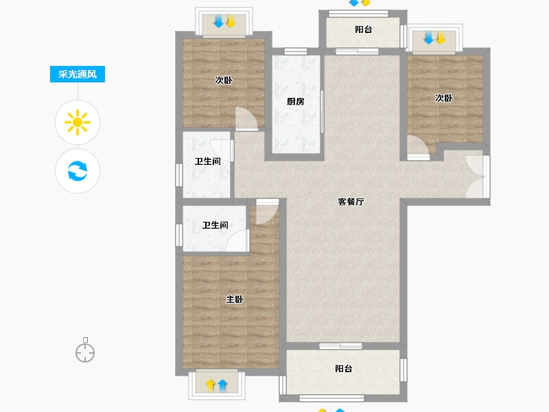 河南省-南阳市-佰庄·吴府佳苑-99.20-户型库-采光通风