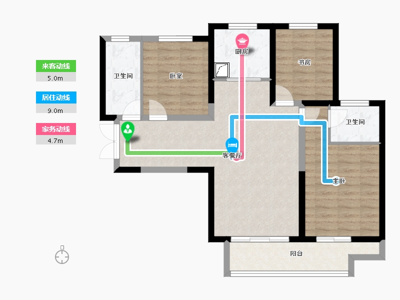 陕西省-咸阳市-鑫苑·又一程臻境-85.14-户型库-动静线