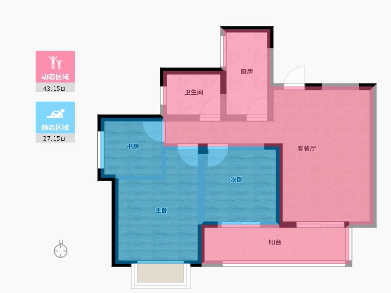 四川省-成都市-天和凤凰郡-61.39-户型库-动静分区