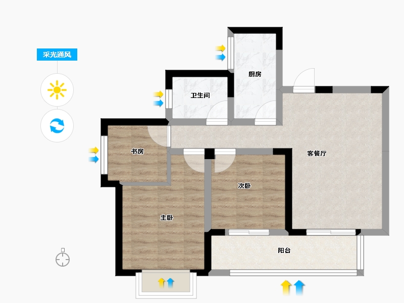 四川省-成都市-天和凤凰郡-61.39-户型库-采光通风