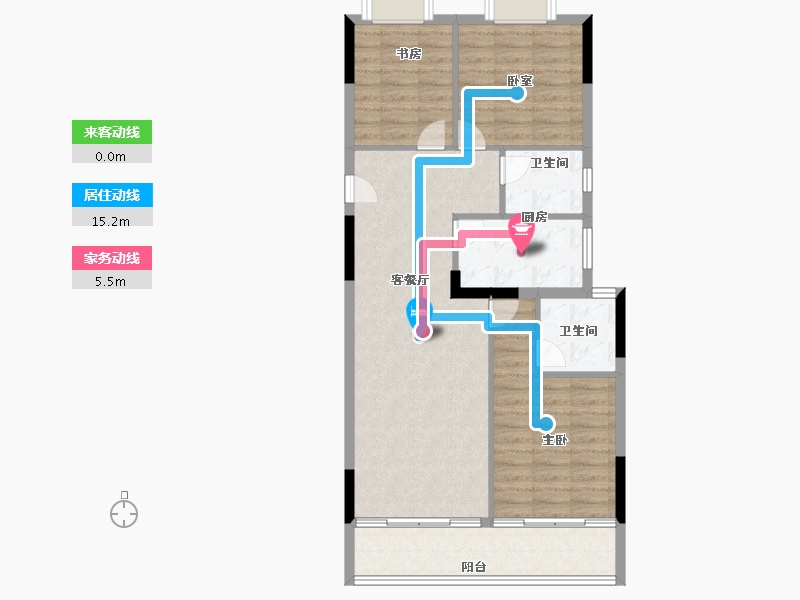 湖北省-武汉市-恺德瑜园-85.60-户型库-动静线