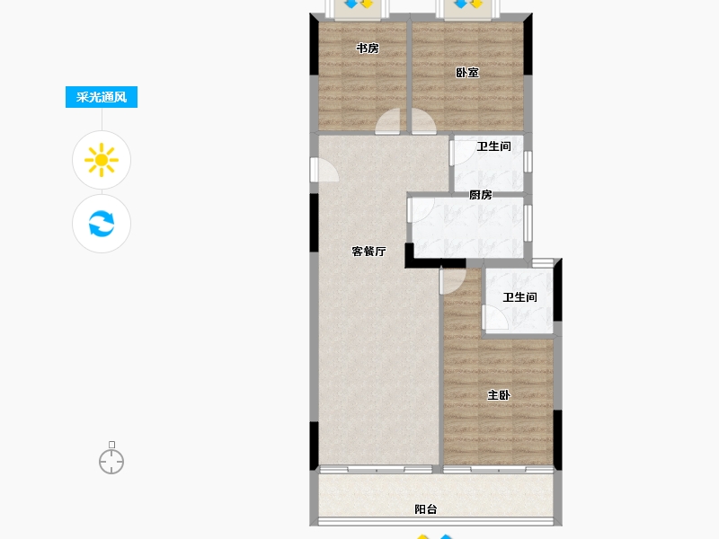 湖北省-武汉市-恺德瑜园-85.60-户型库-采光通风