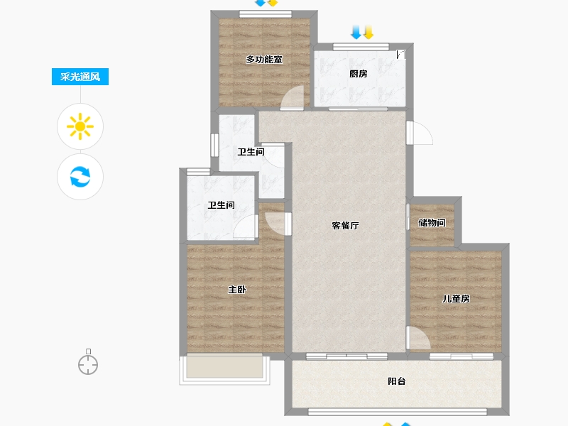 江苏省-南京市-万科中山都会揽境-95.21-户型库-采光通风