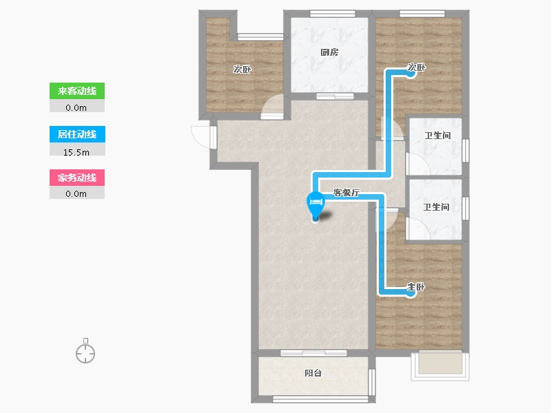 陕西省-榆林市-汇兴花园-86.64-户型库-动静线