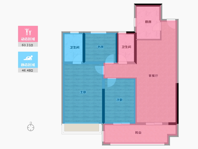 江苏省-淮安市-洪泽碧桂园江山府-95.20-户型库-动静分区