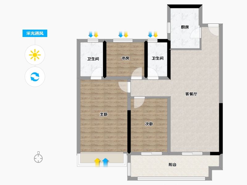 江苏省-淮安市-洪泽碧桂园江山府-95.20-户型库-采光通风