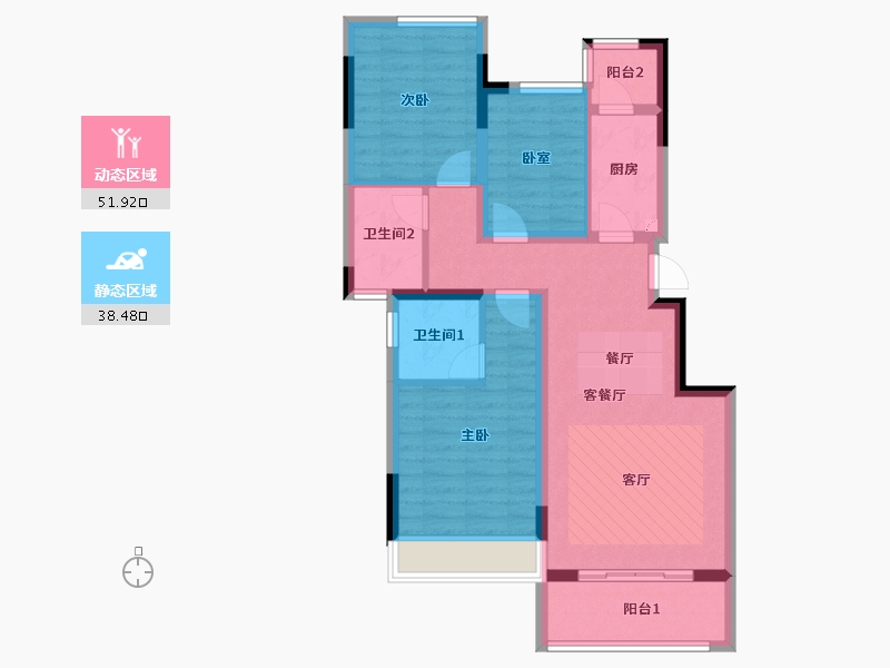 重庆-重庆市-金地自在城-79.91-户型库-动静分区