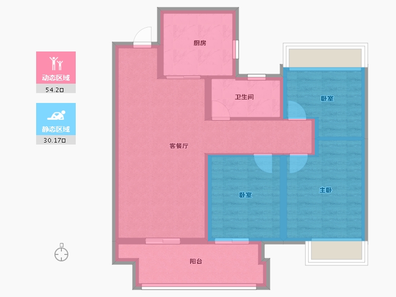 江苏省-淮安市-紫金湖畔-74.90-户型库-动静分区