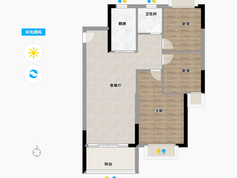 湖北省-武汉市-美的·云筑-71.20-户型库-采光通风