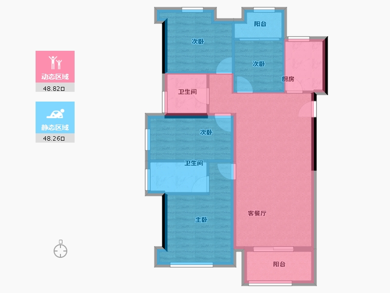 福建省-三明市-美岭·新澜湾-87.06-户型库-动静分区