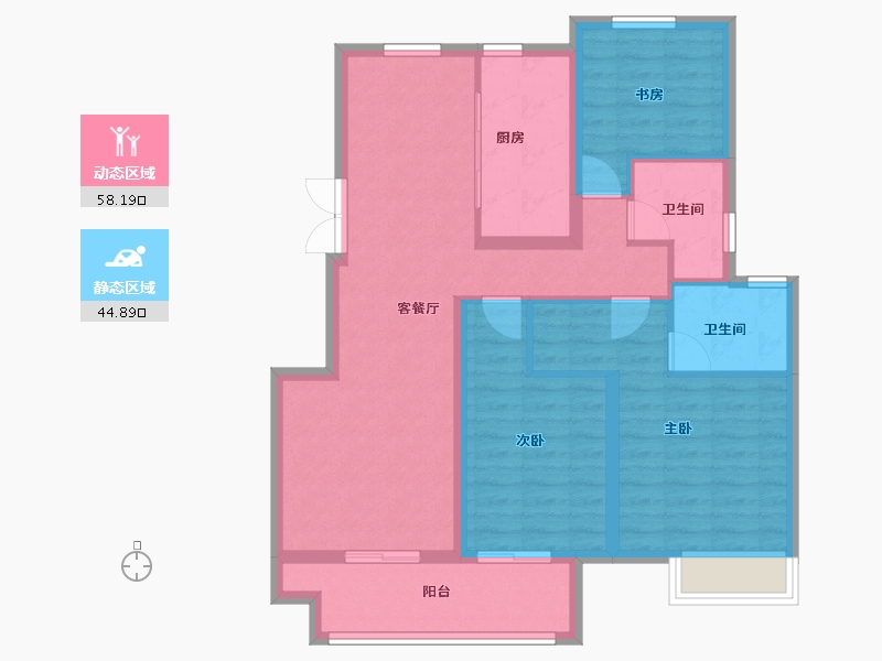 江苏省-淮安市-明发金色水岸-92.00-户型库-动静分区