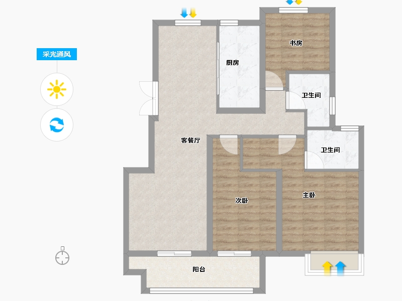 江苏省-淮安市-明发金色水岸-92.00-户型库-采光通风