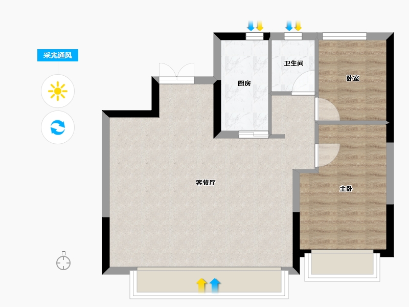 吉林省-长春市-伊河棠樾-61.64-户型库-采光通风