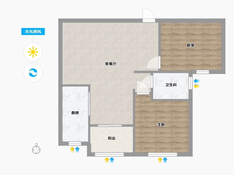 江苏省-南京市-北外滩水城-三街区-75.20-户型库-采光通风