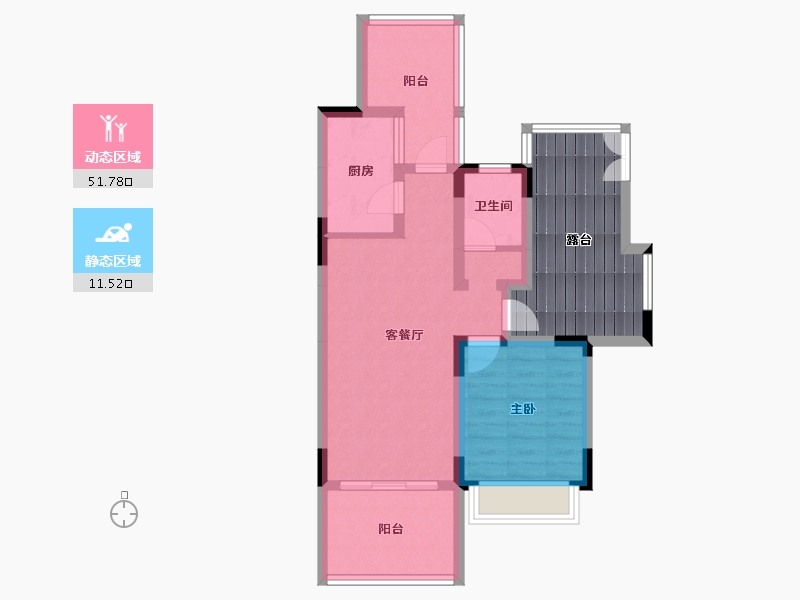 四川省-攀枝花市-普达阳光国际康养度假区-68.72-户型库-动静分区