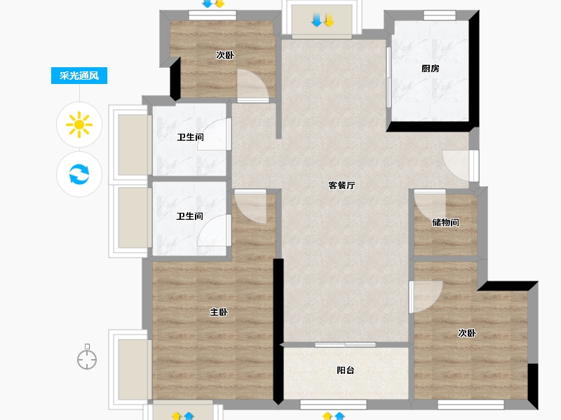 福建省-厦门市-建发文澜春晓-71.12-户型库-采光通风