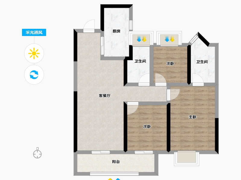 上海-上海市-中建御湖澜庭-79.15-户型库-采光通风