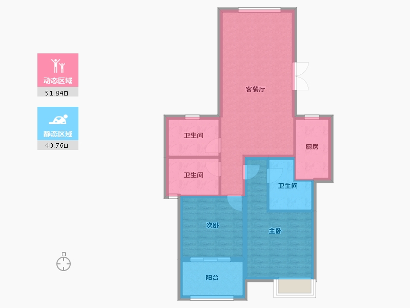 浙江省-宁波市-河姆景苑二期-83.20-户型库-动静分区