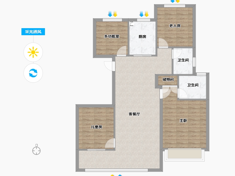 江苏省-南京市-万科中山都会揽境-96.00-户型库-采光通风