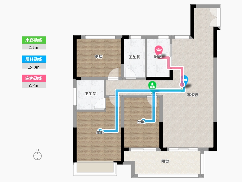 安徽省-宿州市-临水苑二期-95.21-户型库-动静线