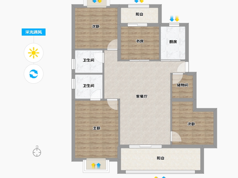 福建省-宁德市-建发书香府邸-98.41-户型库-采光通风