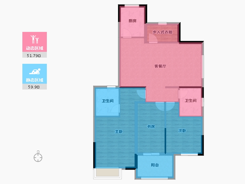 浙江省-宁波市-河姆景苑二期-100.80-户型库-动静分区