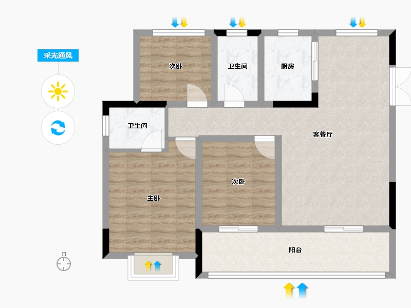 四川省-自贡市-公园锦华-87.21-户型库-采光通风