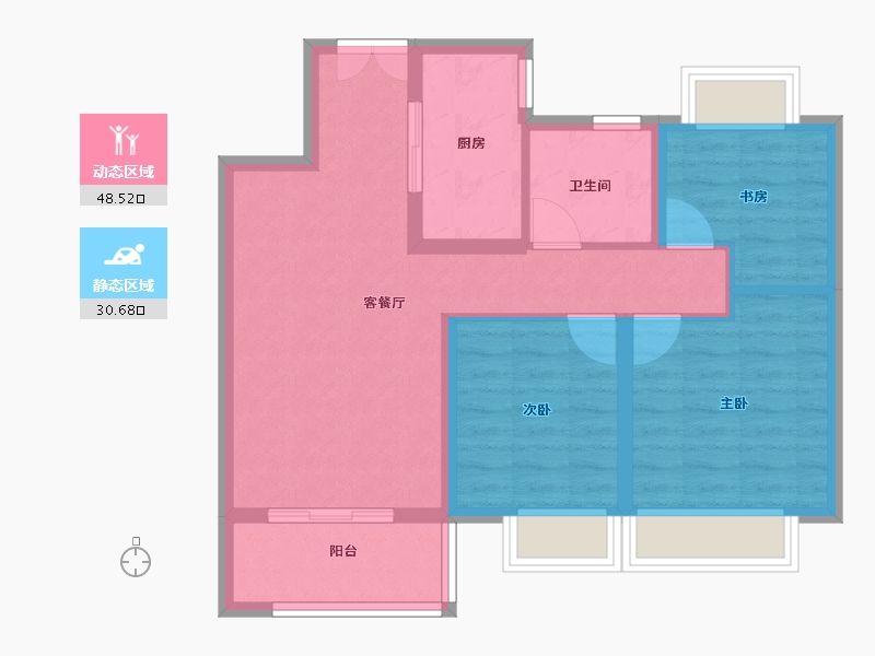 江苏省-南京市-星叶瑜憬尚府-70.40-户型库-动静分区