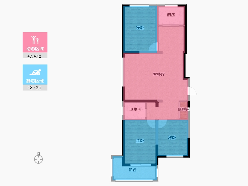 河北省-保定市-朝阳花园A区-80.07-户型库-动静分区