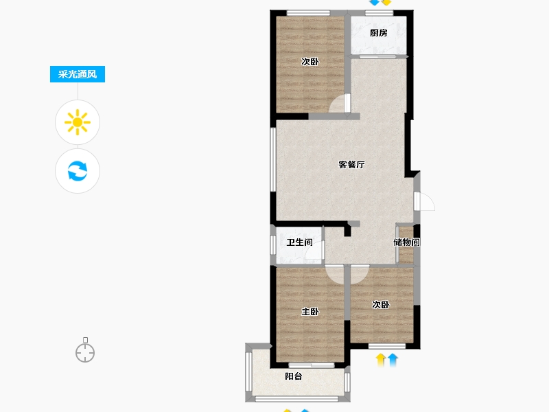 河北省-保定市-朝阳花园A区-80.07-户型库-采光通风