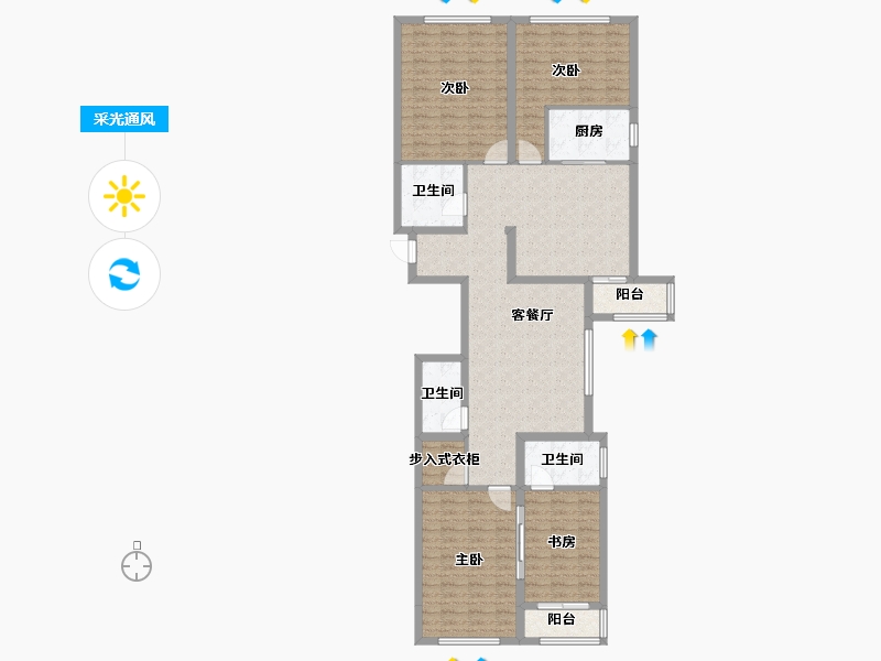 河北省-保定市-朝阳花园A区-131.56-户型库-采光通风