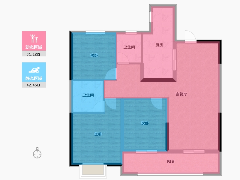 江苏省-南通市-锦绣福邸三期-92.75-户型库-动静分区