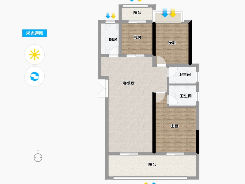 海南省-三亚市-三亚·一山湖-90.39-户型库-采光通风