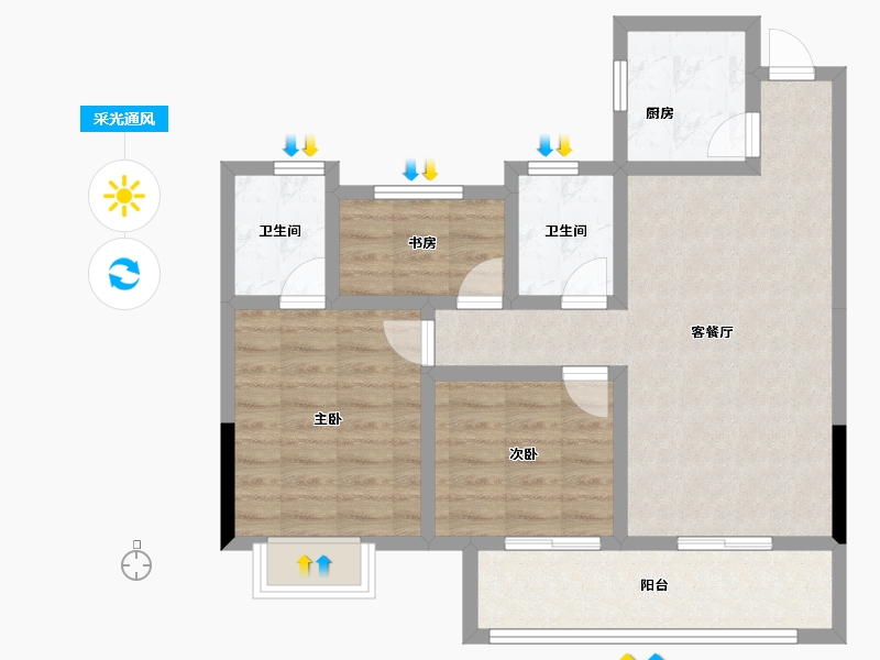 福建省-三明市-上城银座-75.75-户型库-采光通风