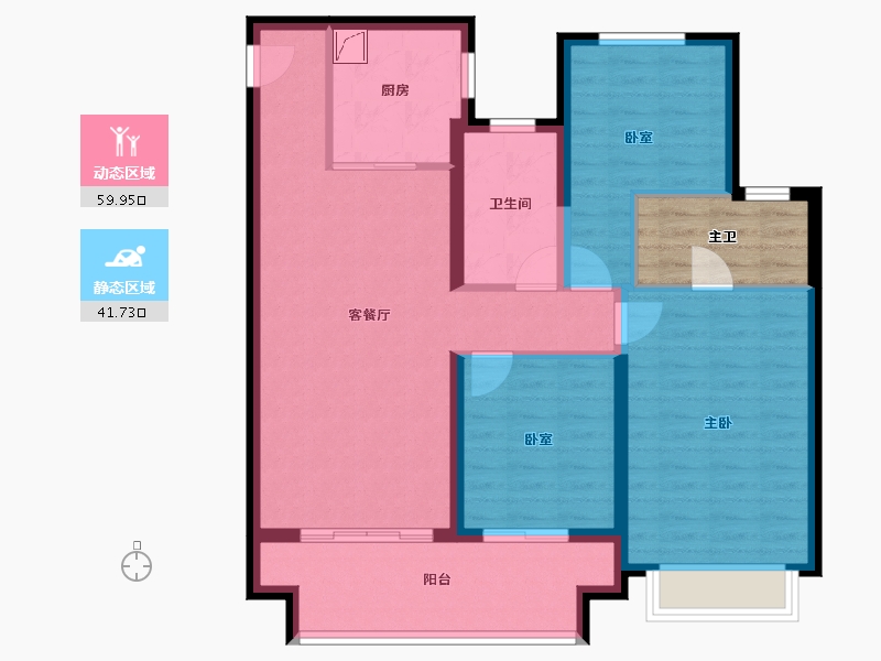 陕西省-咸阳市-金科集美嘉悦-96.35-户型库-动静分区