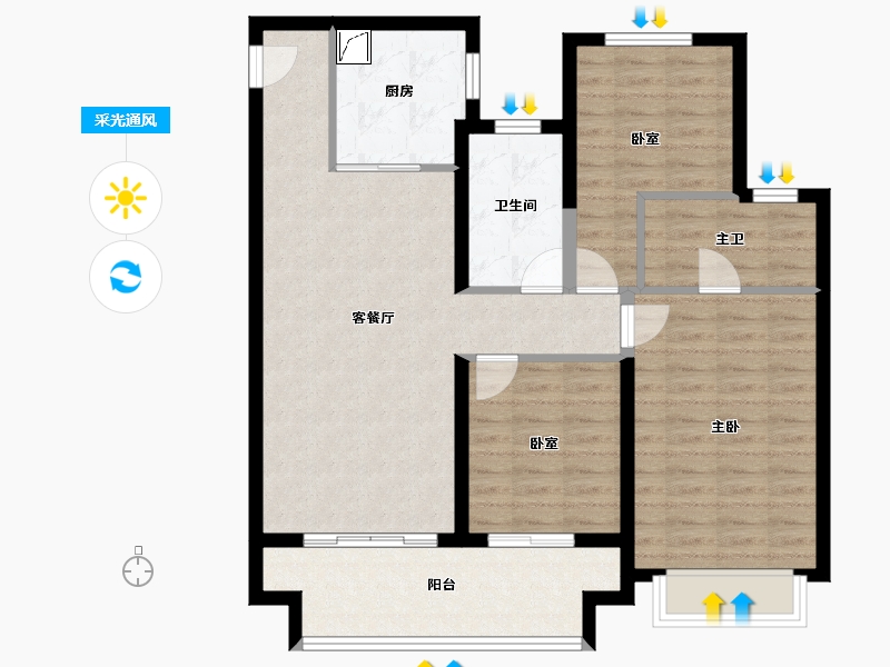 陕西省-咸阳市-金科集美嘉悦-96.35-户型库-采光通风