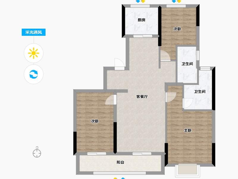 江苏省-南通市-锦绣福邸三期-99.75-户型库-采光通风