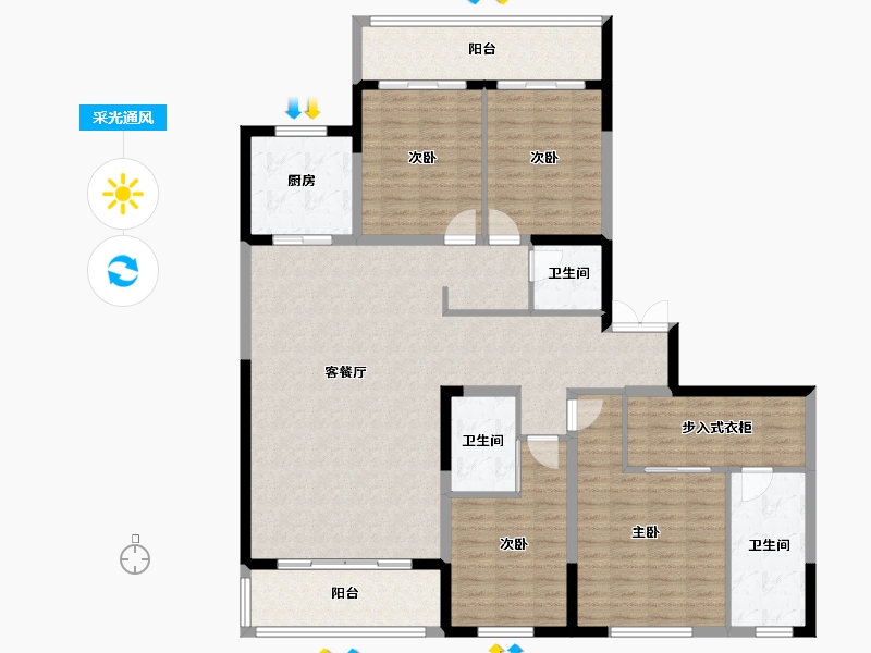 陕西省-宝鸡市-雲熙一品-148.01-户型库-采光通风