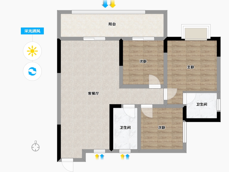 四川省-自贡市-公园锦华-80.79-户型库-采光通风