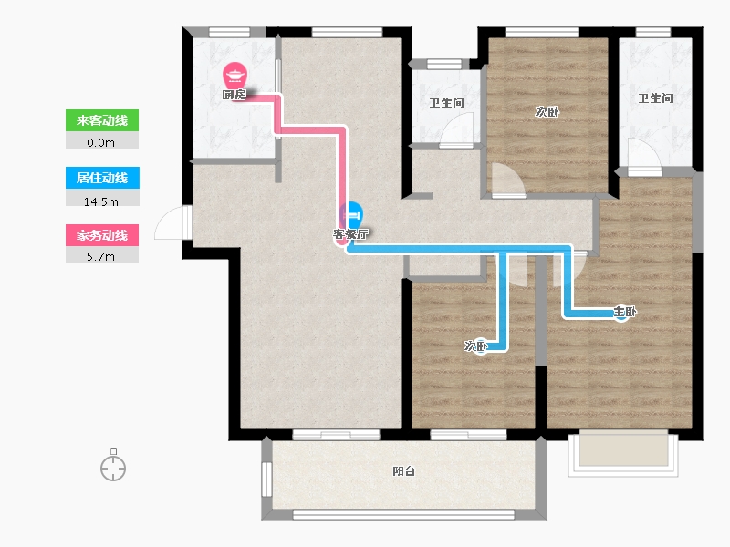 陕西省-宝鸡市-雲熙一品-103.89-户型库-动静线