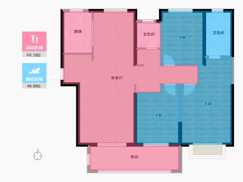 陕西省-宝鸡市-雲熙一品-103.89-户型库-动静分区