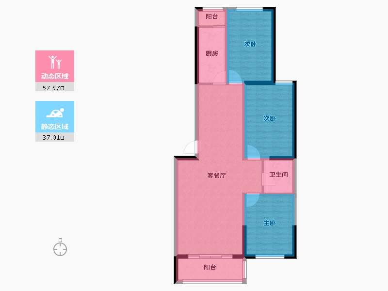 河北省-保定市-朝阳花园A区-84.47-户型库-动静分区