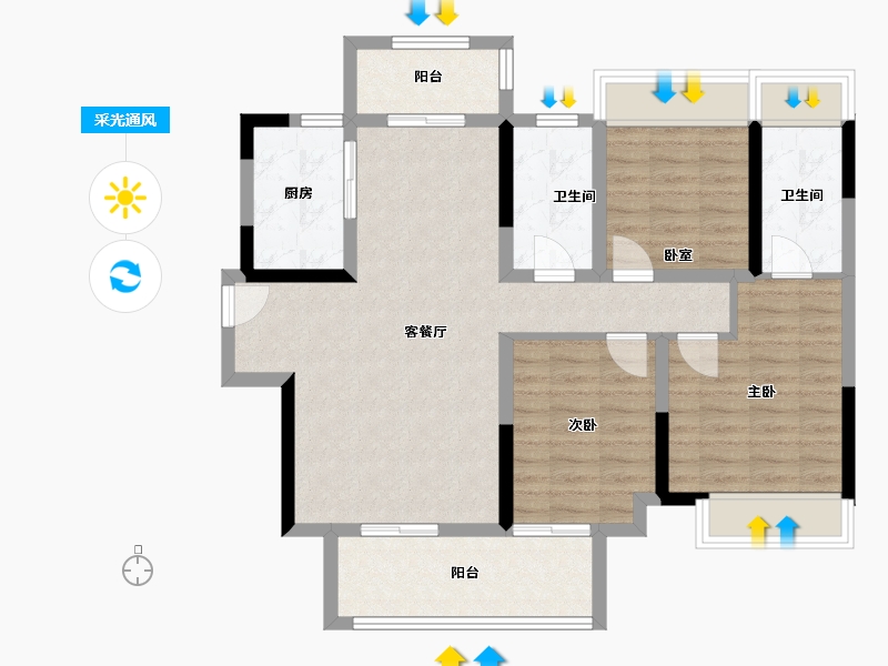 贵州省-贵阳市-吾悦华府-110.00-户型库-采光通风