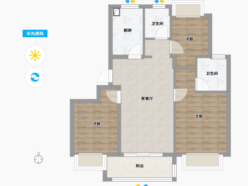 江苏省-南京市-华宇·林湖雅舍-71.20-户型库-采光通风